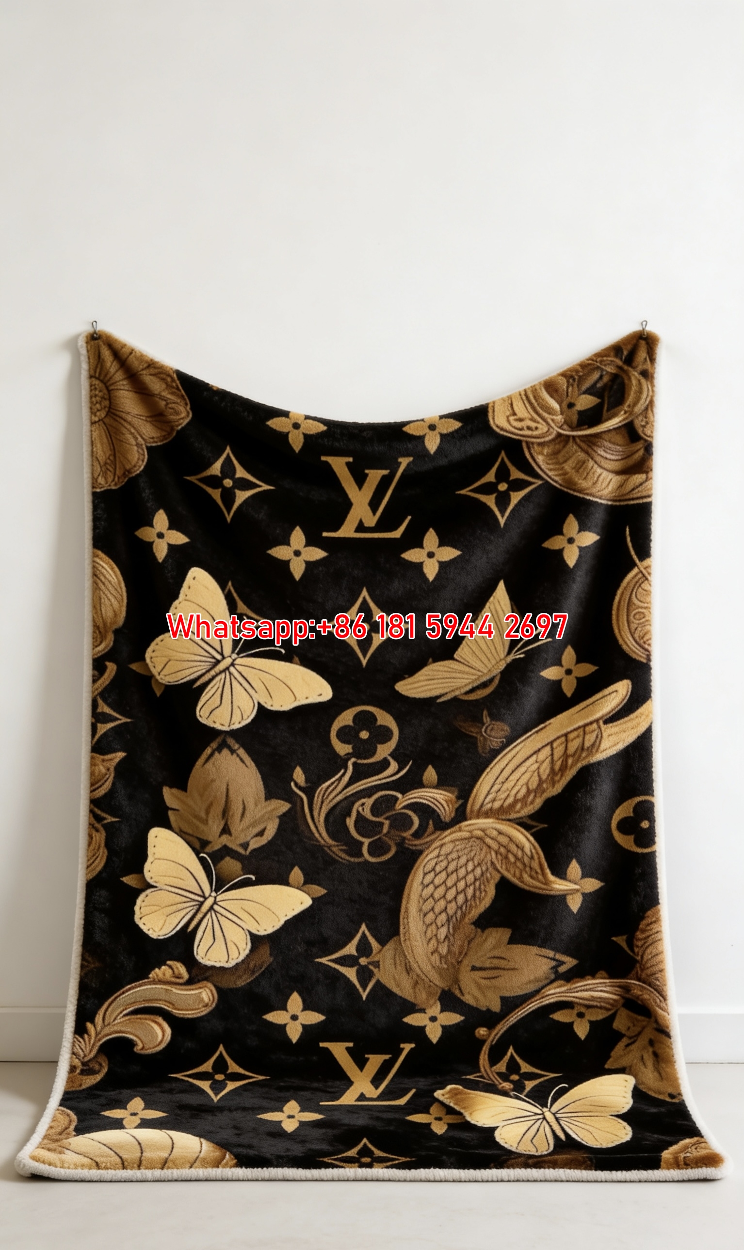 Monogram Butterfly Flannel Couch Blanket 387